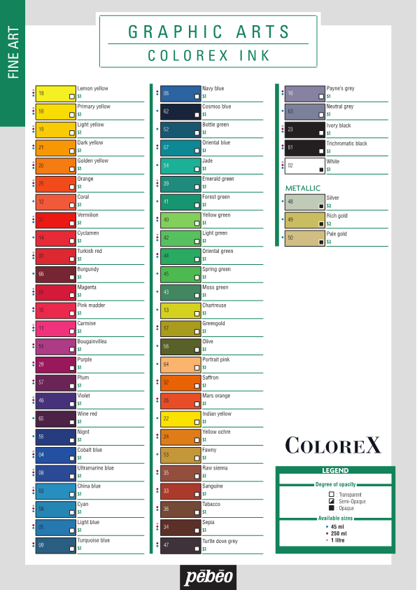 Colour Chart Colorex EN1
